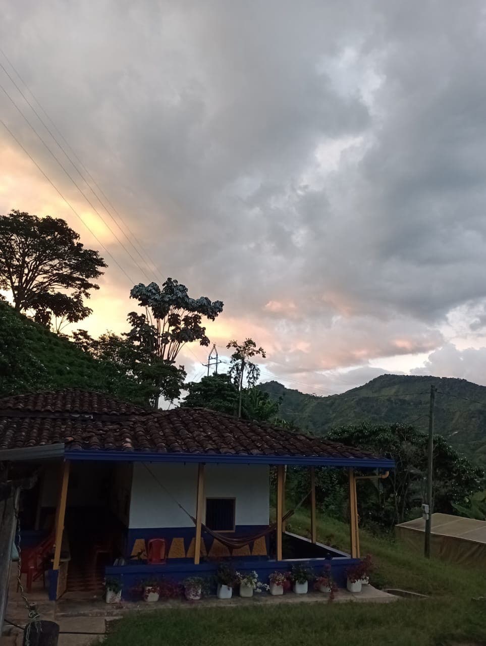 Finca porch at golden hour
